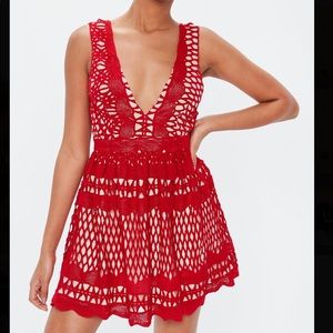 NWT Misguided red lace dress